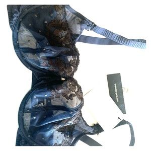 NWT Lou Paris Blue Lace Bra 32E